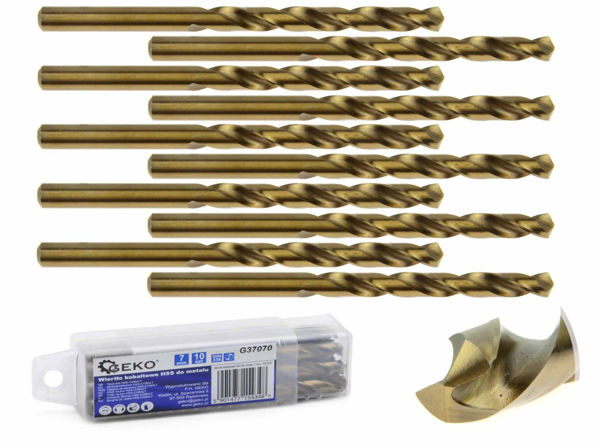 HSS twist drill for metal with cobalt, 7 mm – Pack of 10