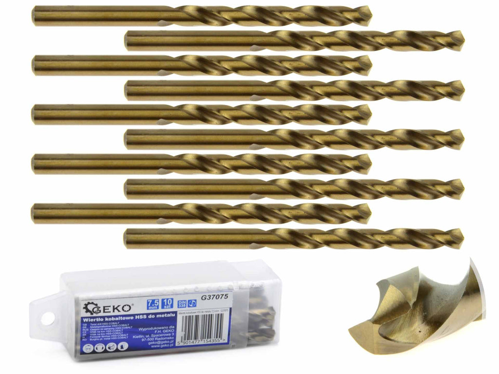 HSS twist drill for metal with cobalt 7.5 mm – Pack of 10