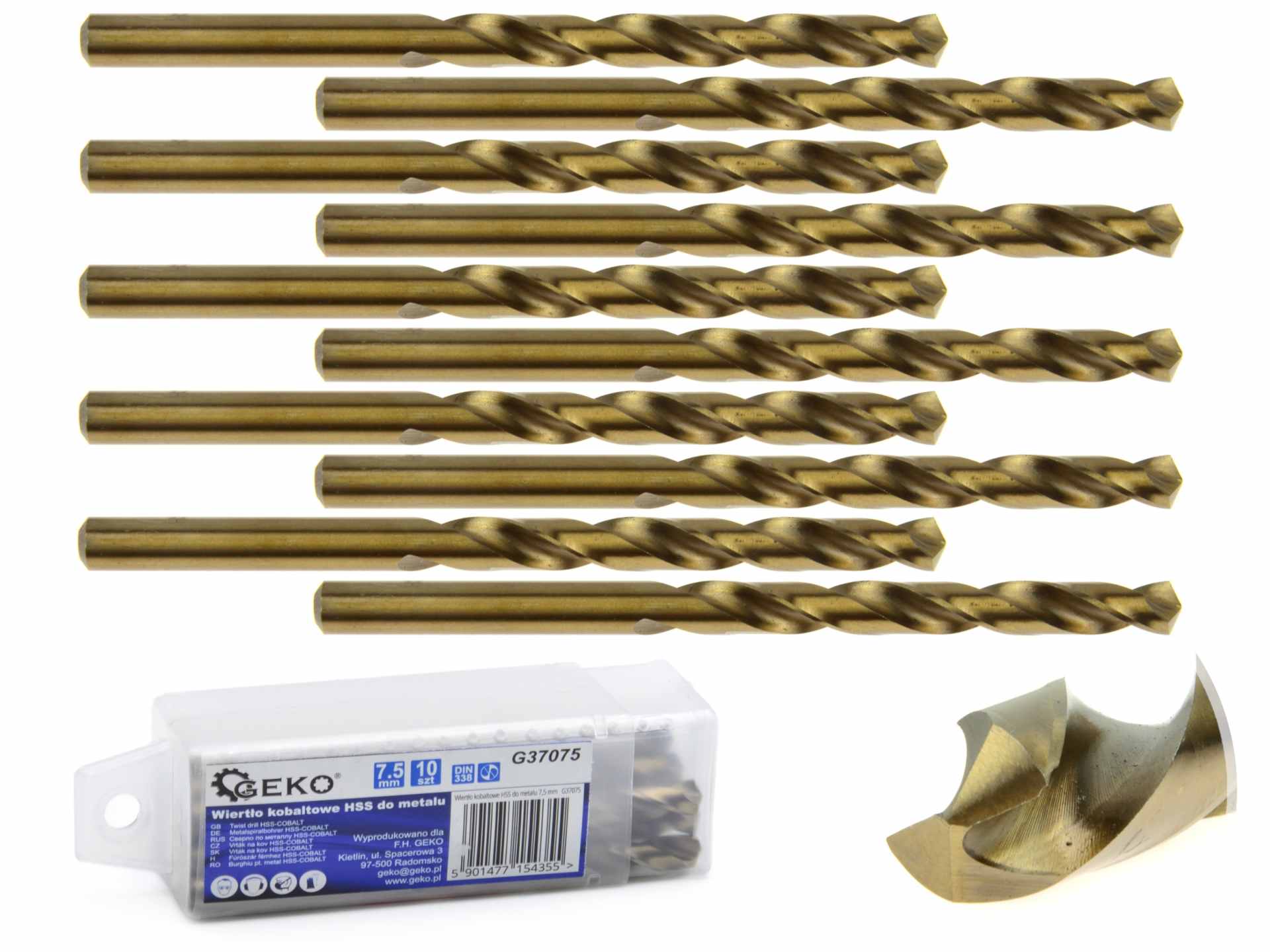 HSS twist drill for metal with cobalt 7.5 mm – Pack of 10
