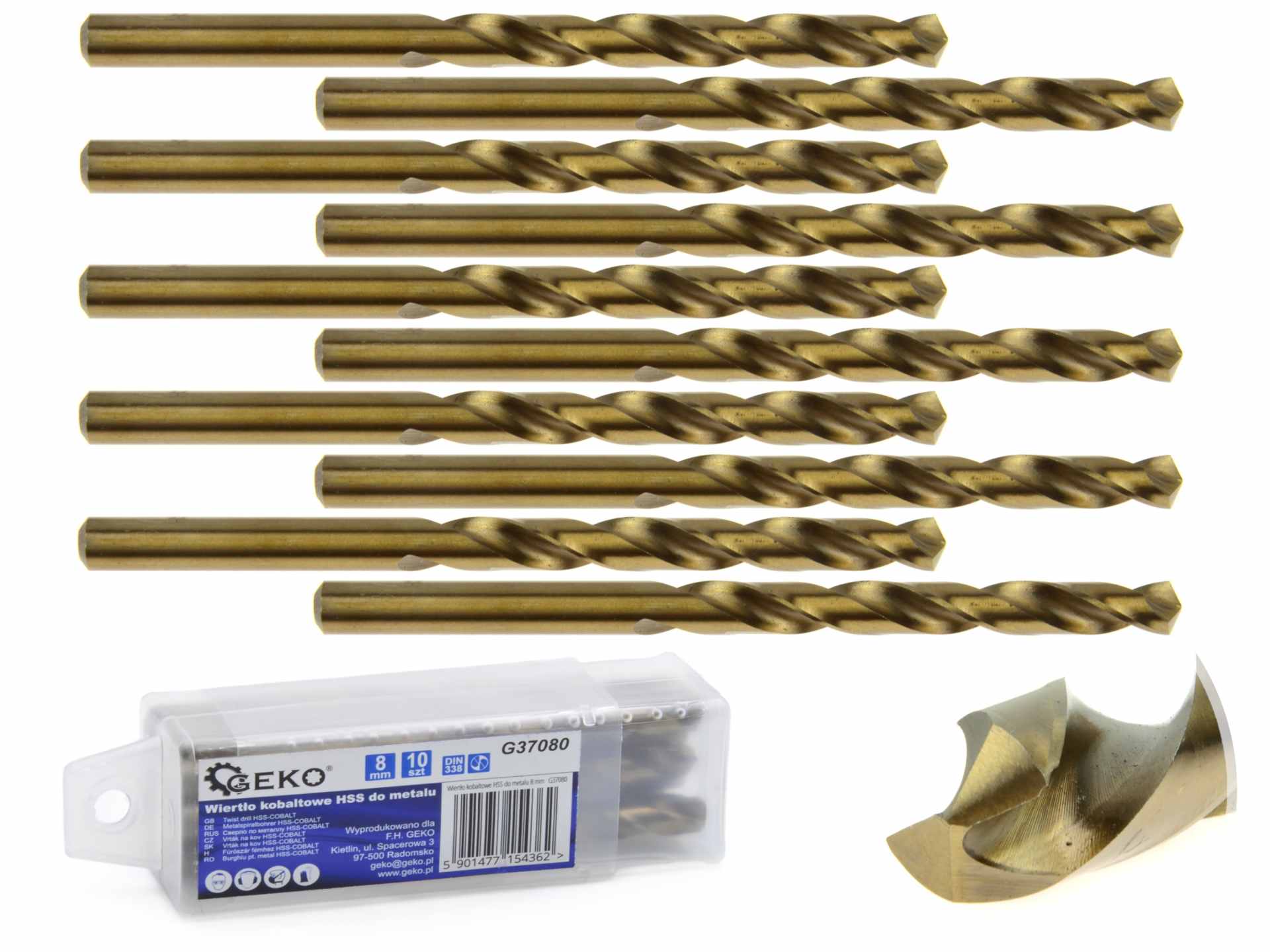 HSS twist drill for metal with cobalt, 8 mm – Pack of 10