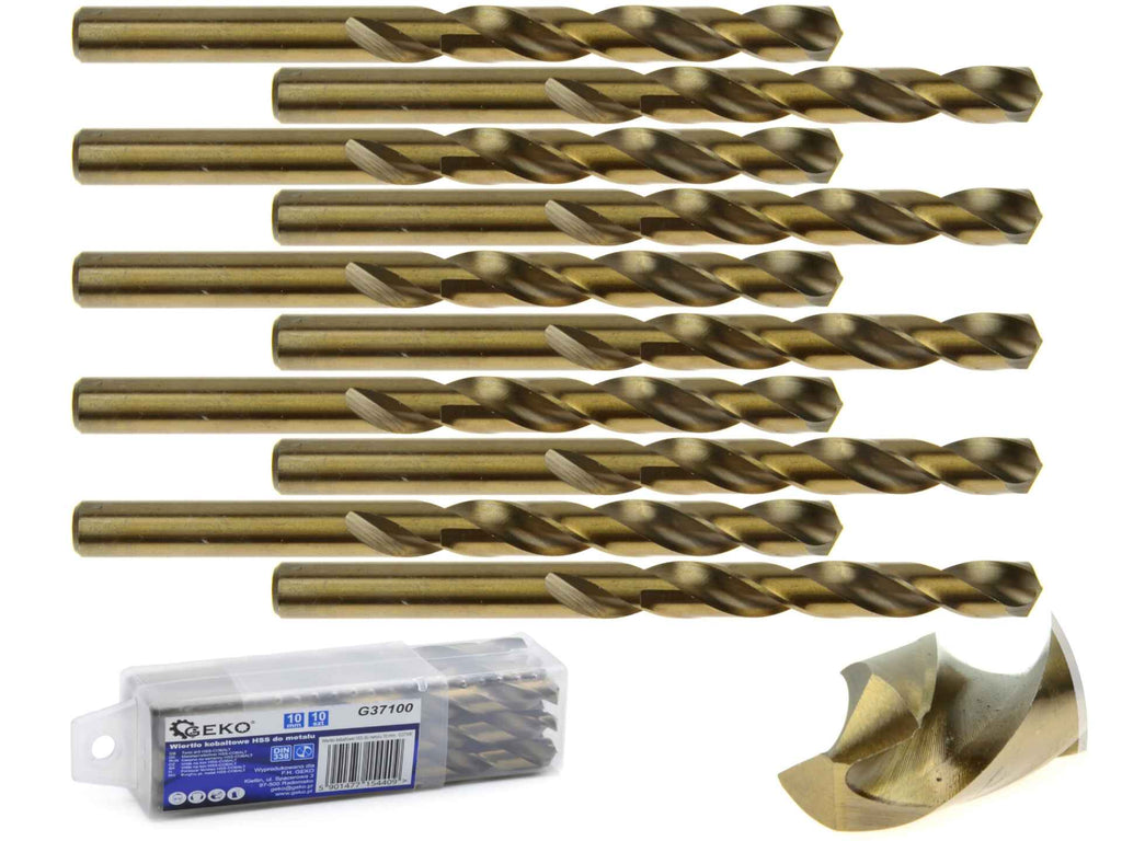 HSS twist drill for metal with cobalt, 10 mm – Pack of 10