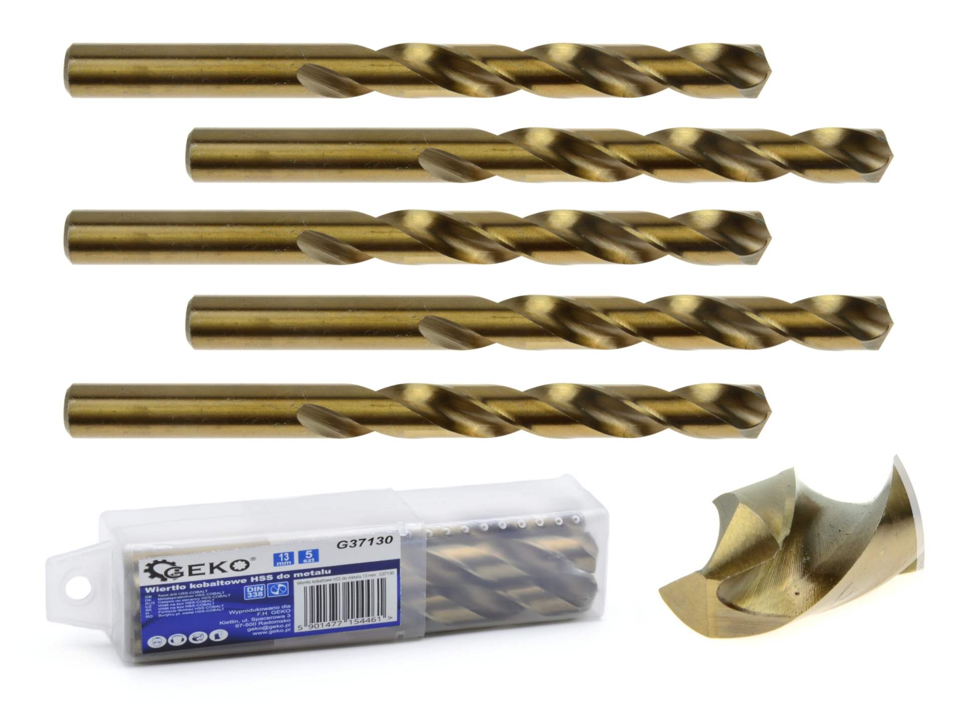 HSS twist drill for metal with cobalt, 13 mm – Pack of 5
