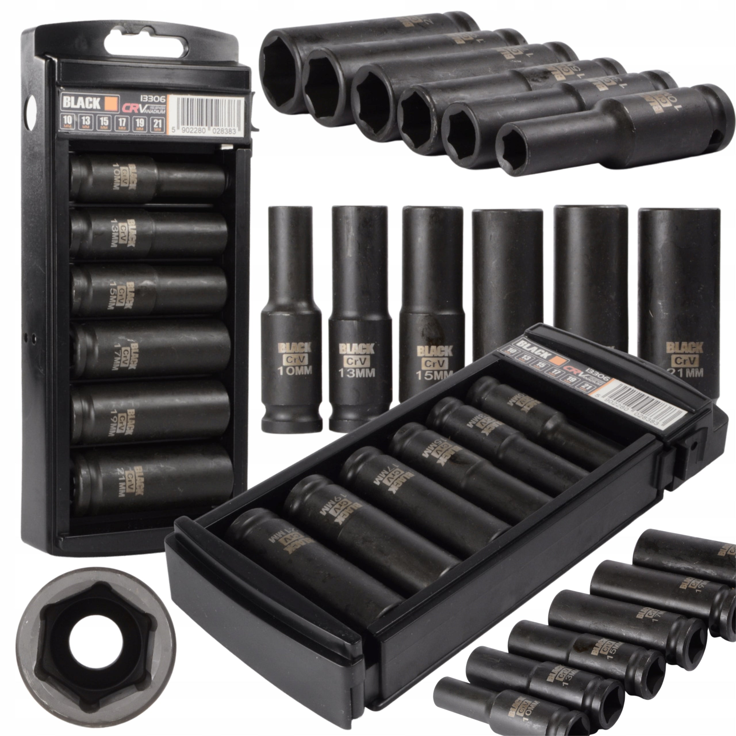 Professionaalne 1/2" löökpadrunite komplekt BLACK 10-21 mm 6 tk