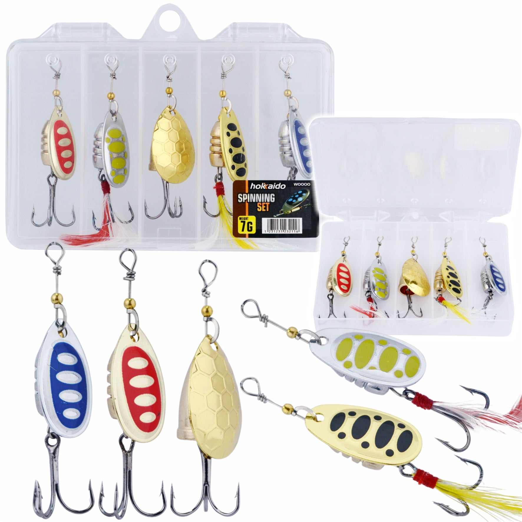 5-osaline mitmevärviline 7G Hokkaido pöörlevate lantide komplekt karbis