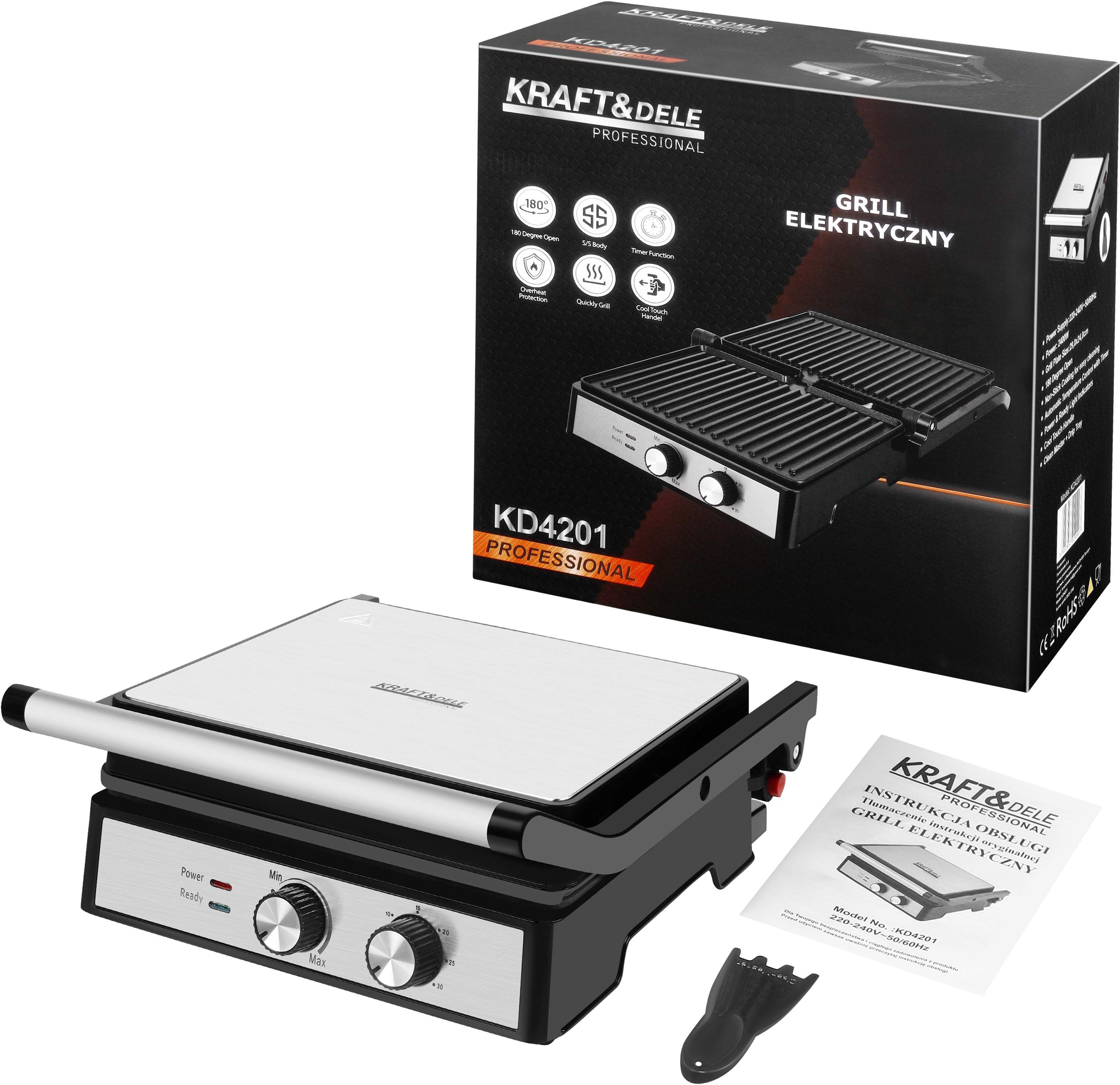 Electric grill 2400W + grease tray KD4201