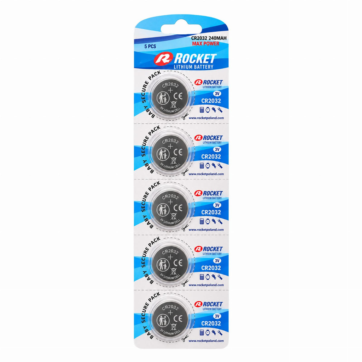 5 tk CR2032 liitium-nööpelementi 3 V 240 mAh CR2032-16081