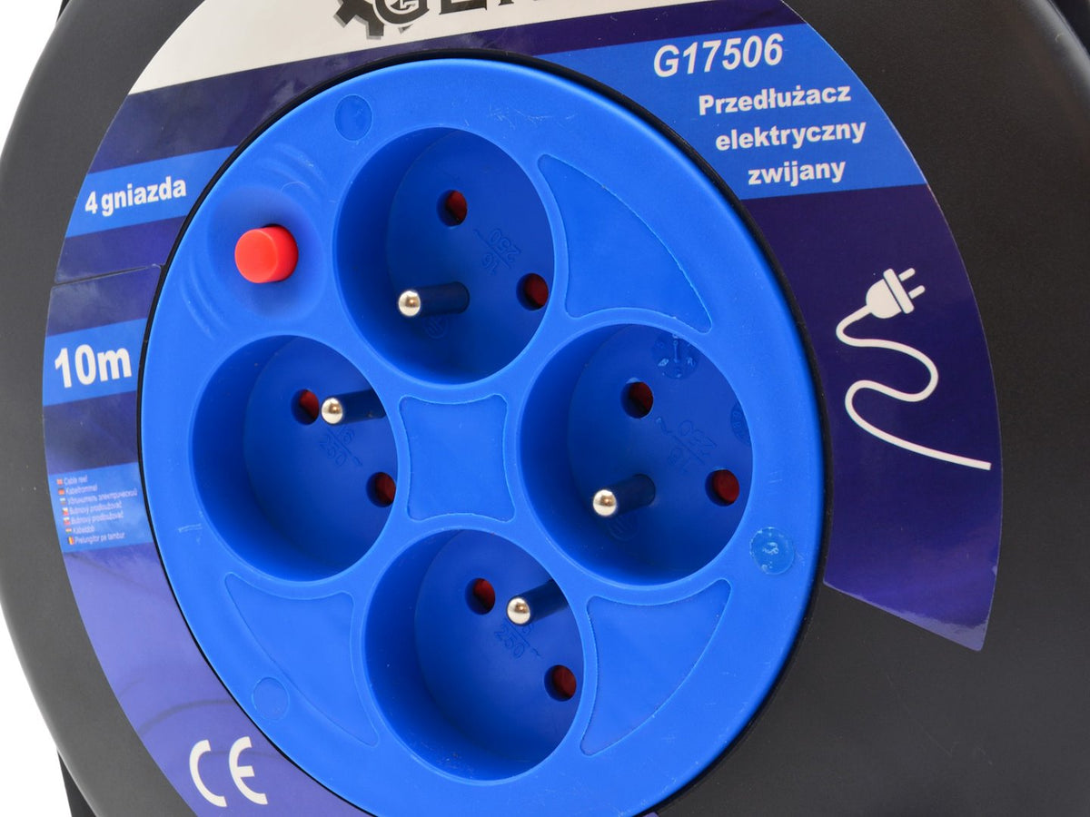 Electric cord on reel — 4 sockets, 10 m