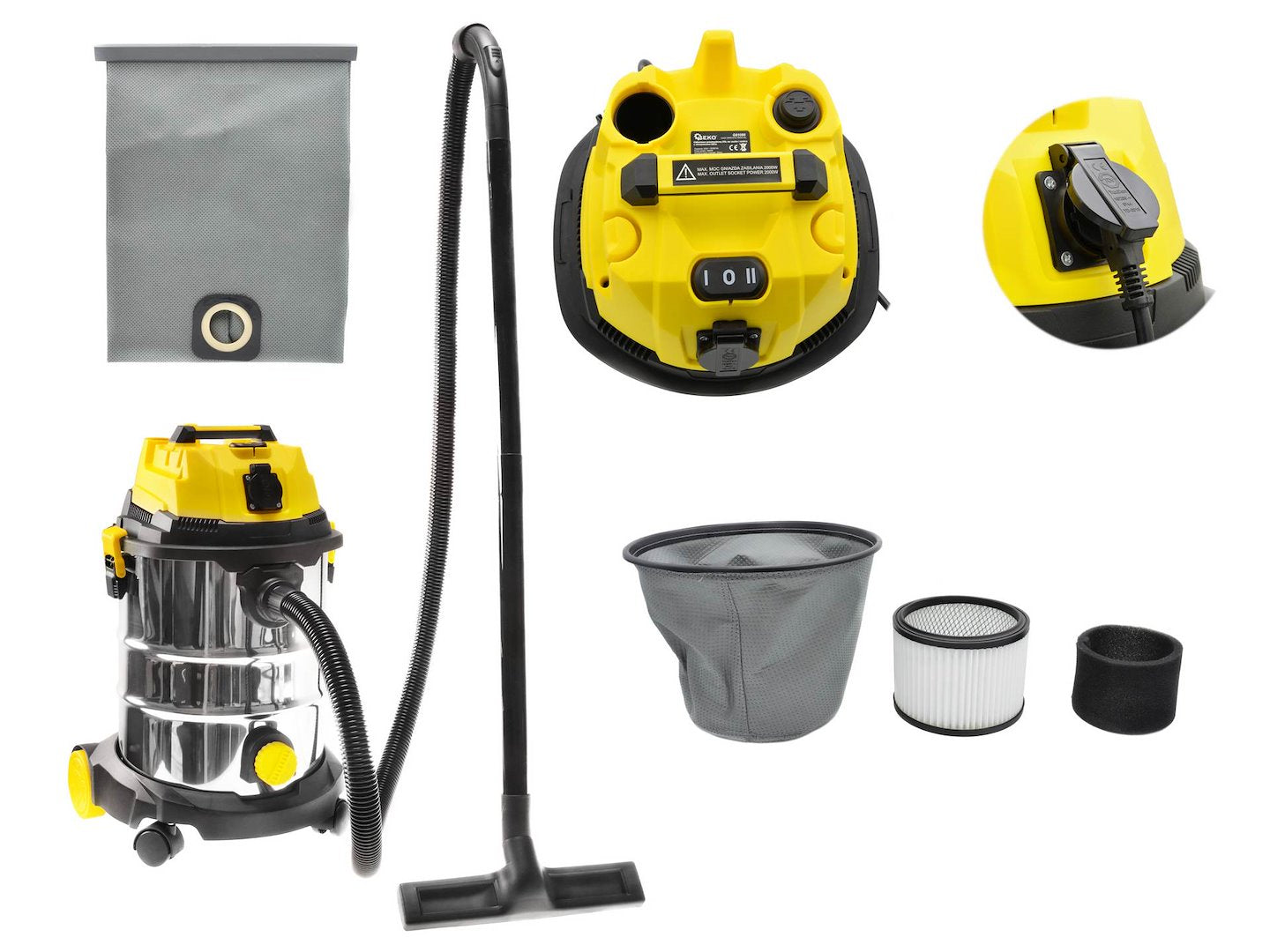 Wet and Dry Vacuum Cleaner 25 L with Dust-Shaking Function