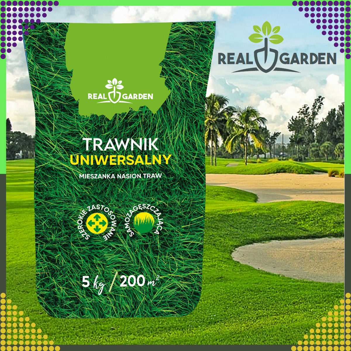 Universaalne tihe ja vastupidav muruseemnesegu 5 kg 200 m² jaoks ROL-019REALGARDEN