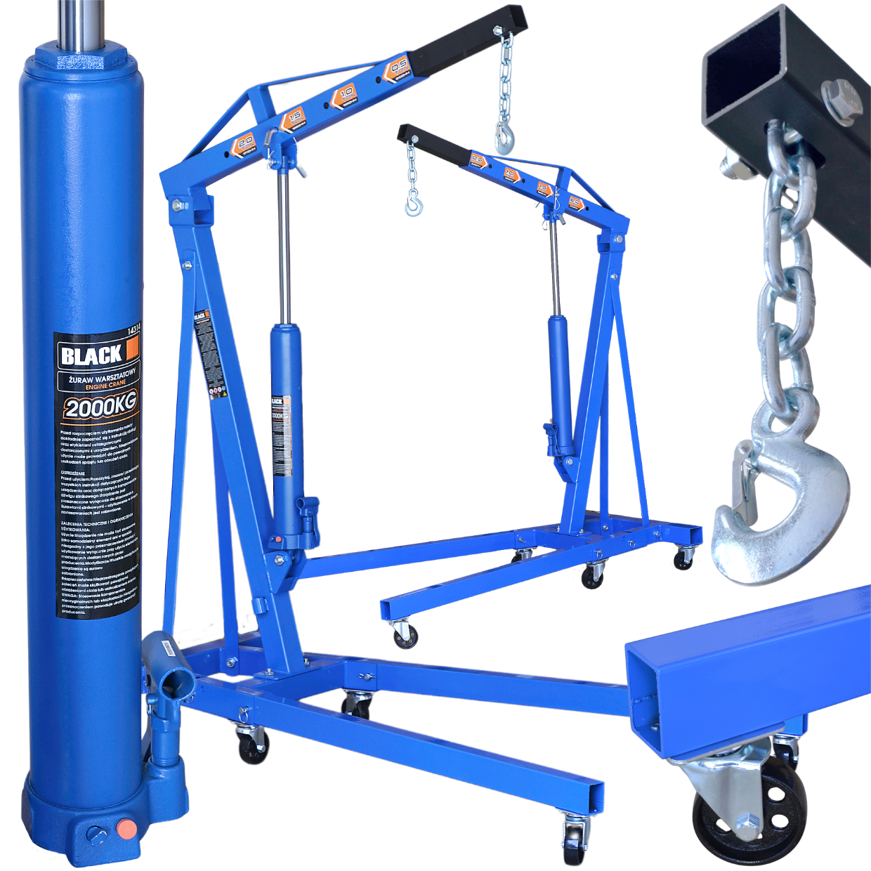 2T kokkupandav Black auto mootori kraana tõstuk töökotta