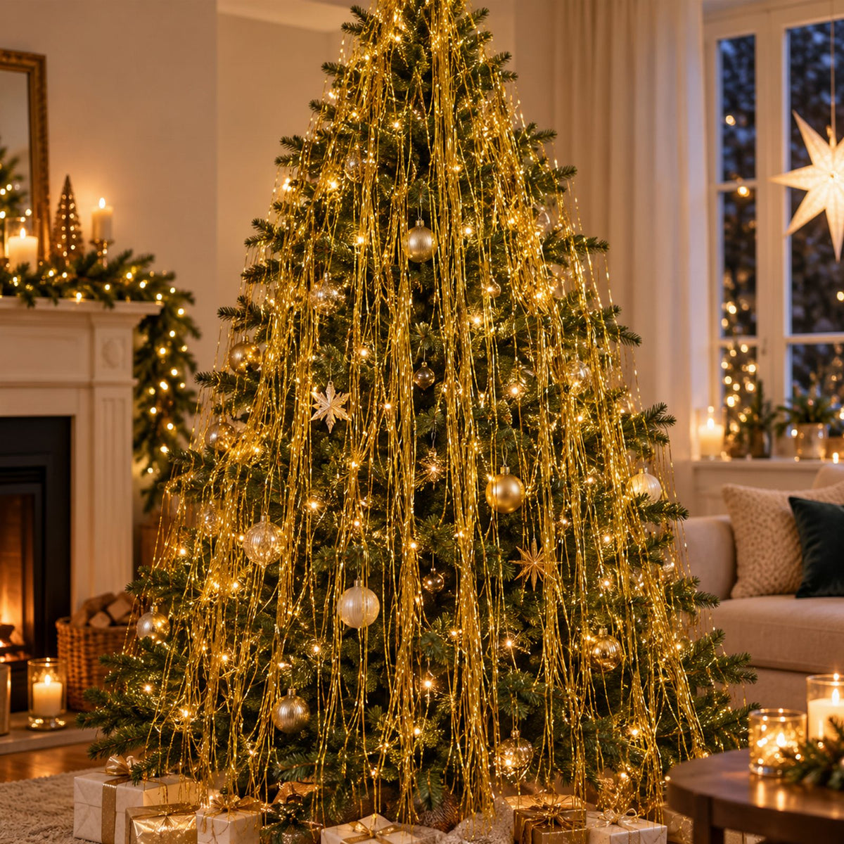 Angel Hair Christmas Decoration 100cm Gold 1 pc