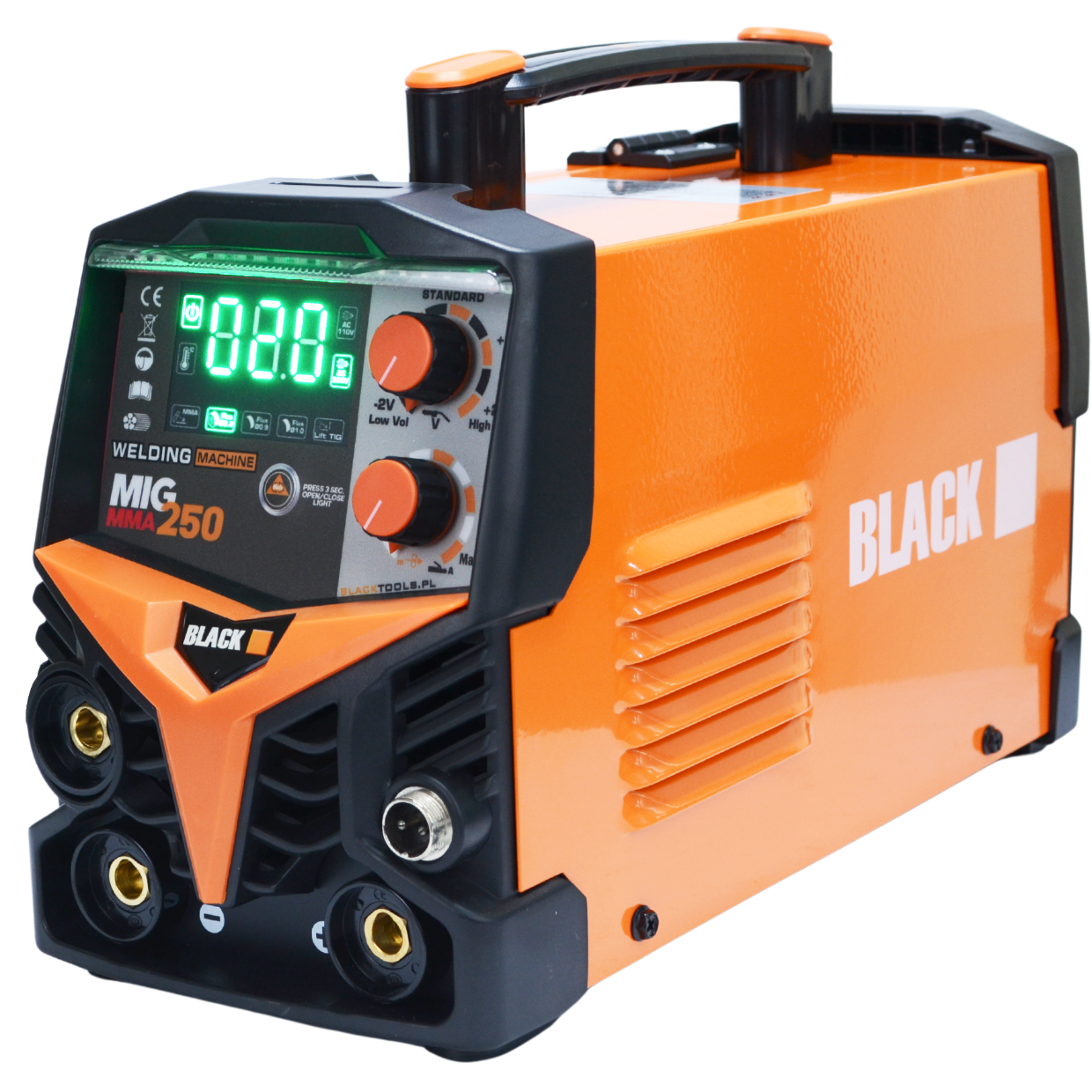 MIGOMAT MIG FCAW MMA 250A Flux Taustvalgustusega Black Komplekt Keevitusmasin