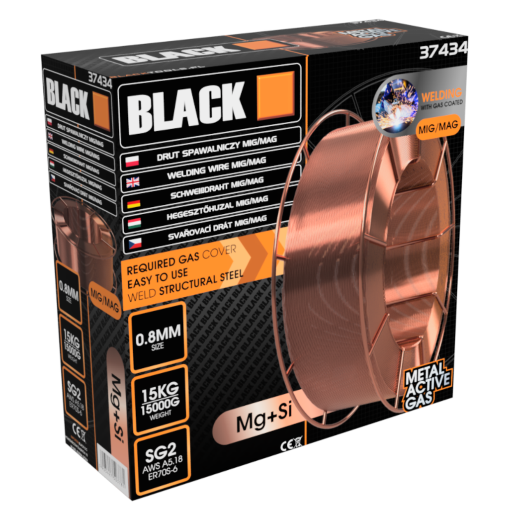 Keevitustraat 0.8mm SG2 AWS 5.18 5000g 15kg MIG keevitusaparaadile Black