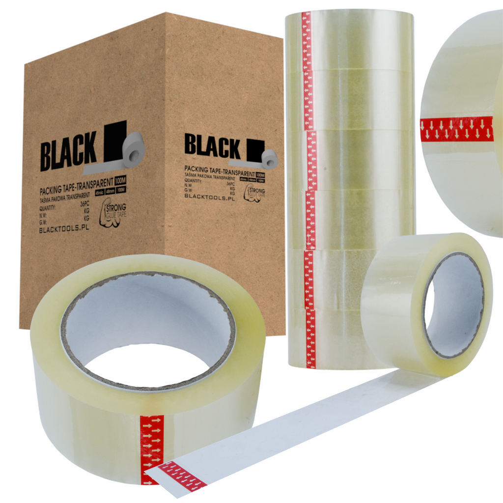 Pakketeip liimiga 45 mik 48mm x 90m värvitu läbipaistev tugev Black (C41)