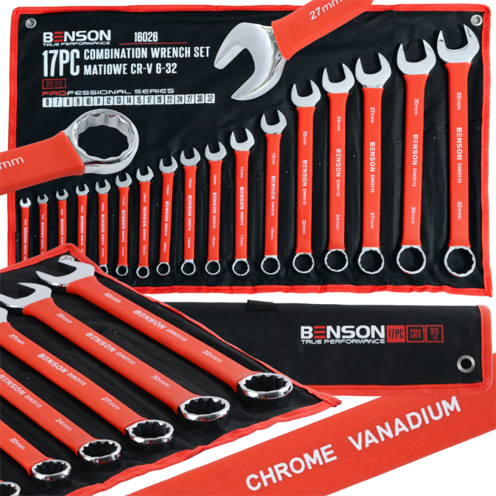 Benson by Black 17-osaline täiskomplekt matt kummist lehtvõtmete komplekt, 6-32mm