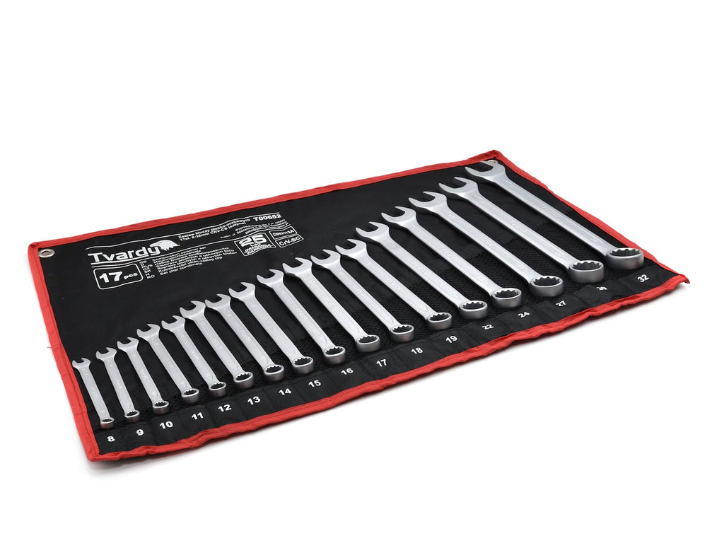 17 pcs Combination spanner set 8-32mm, satin, CRV, cold stamped