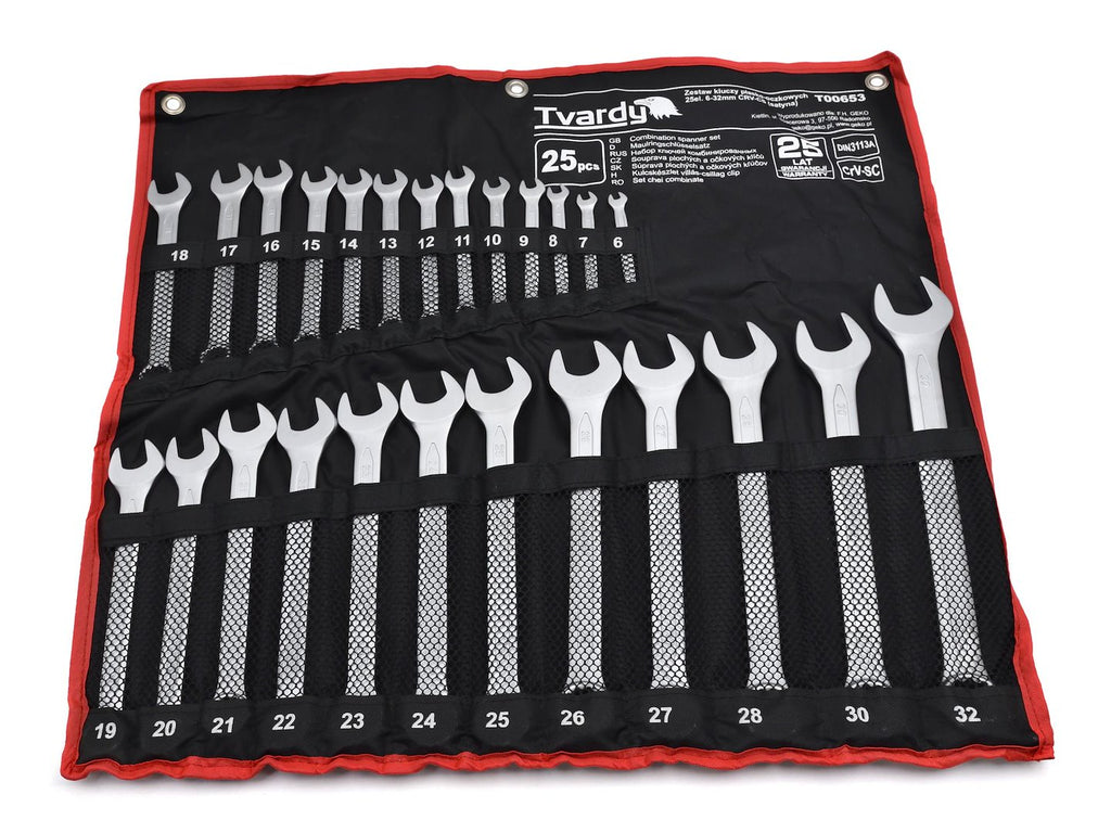 25pcs Combination Spanner Set 6-32mm, Satin, CRV, Cold Stamped