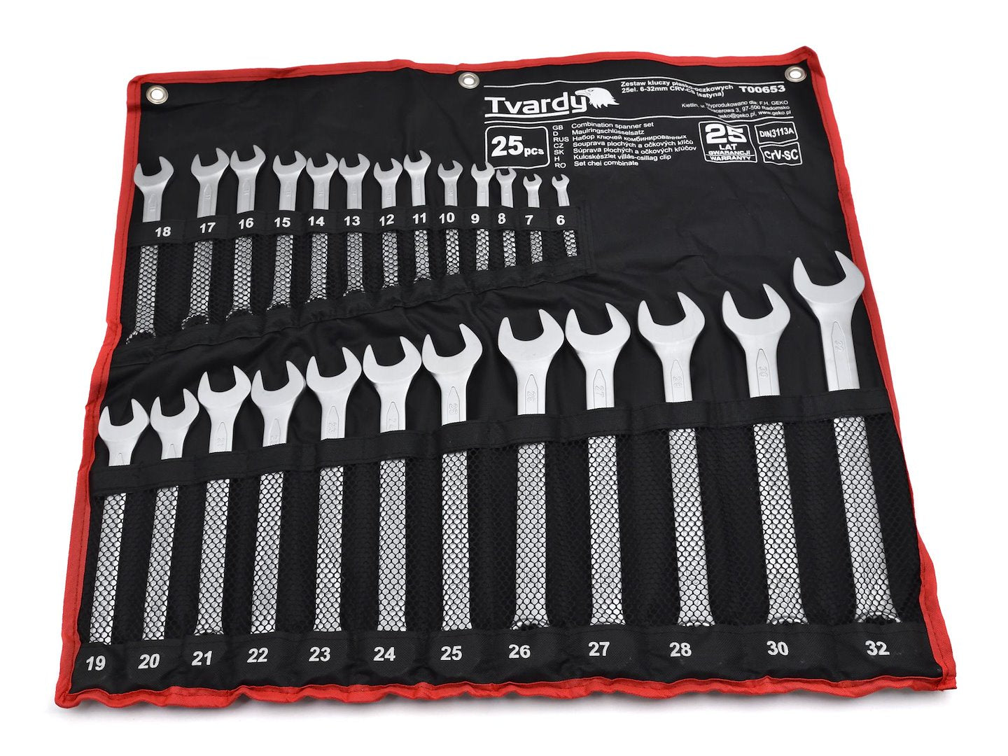 25pcs Combination Spanner Set 6-32mm, Satin, CRV, Cold Stamped