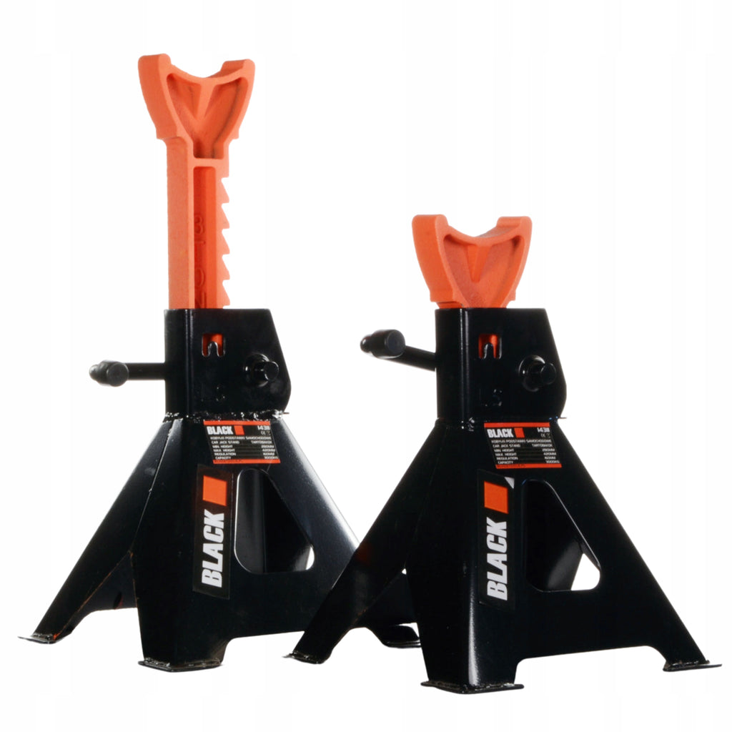 Workshop Jack Stand Bases 3 Ton 3000kg Adjustable 2-Piece Set Black
