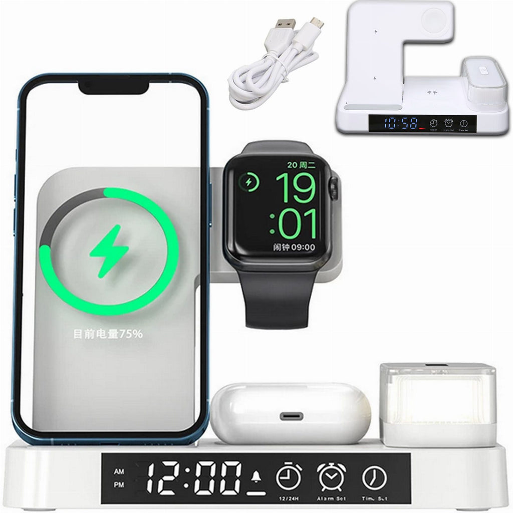 Wireless Charging Station 4-in-1 15W QI with Night Lamp White