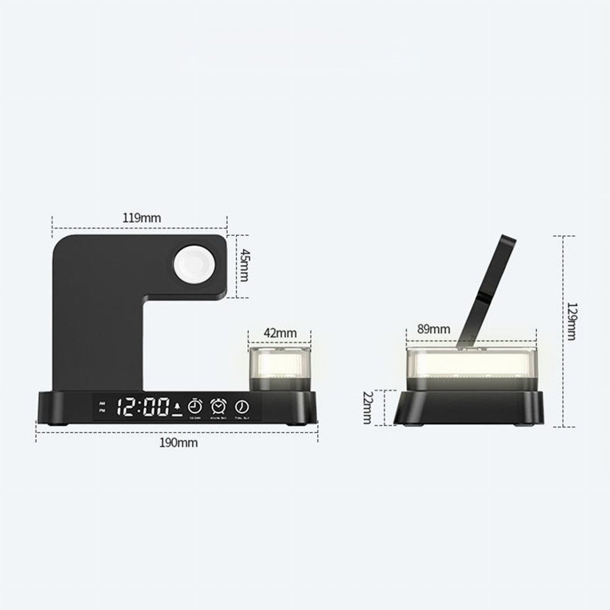 Wireless Charging Station 4-in-1 15W QI with Night Lamp White