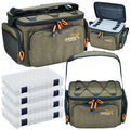 Hokkado Premium Fishing Bag with Shoulder Strap, 4 Boxes, Rigid Bottom, 19x38x24 cm
