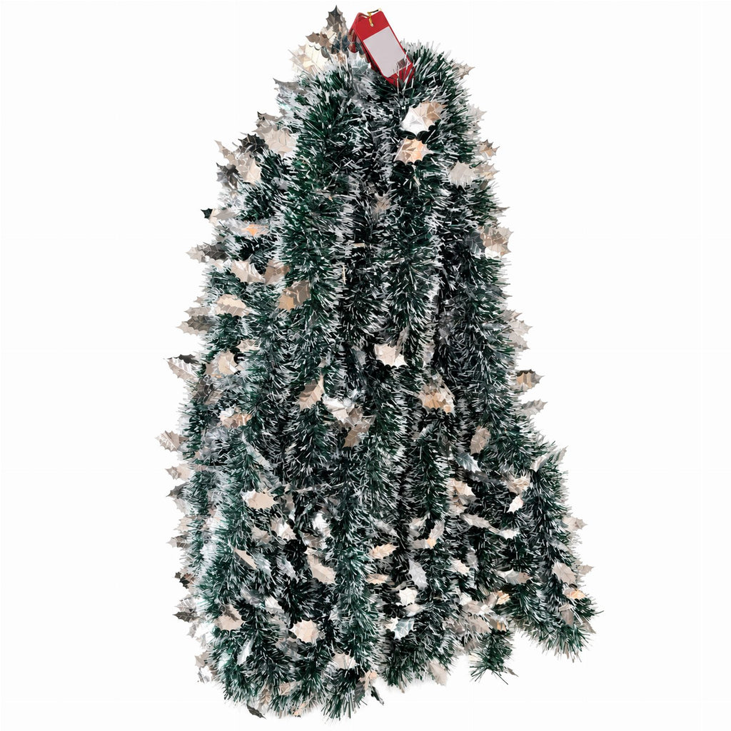Green and White Christmas Garland Chain 2m x 9cm Shiny Decoration 1 pc
