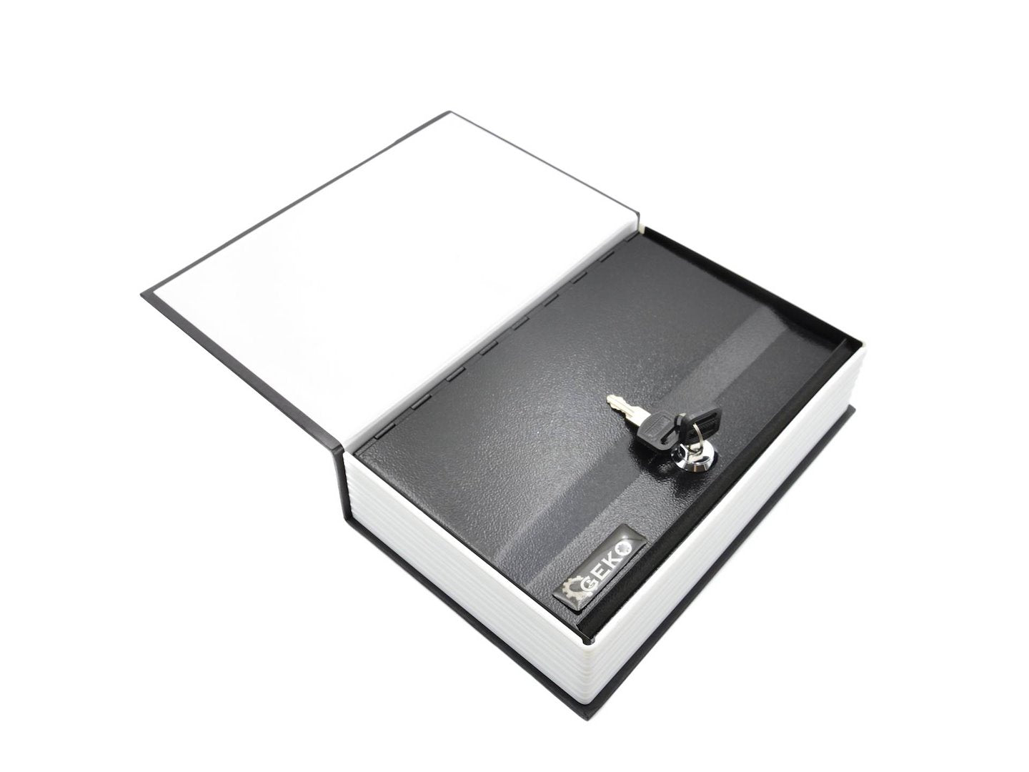 Metal book-style cash box 240 x 155 x 55 mm with key