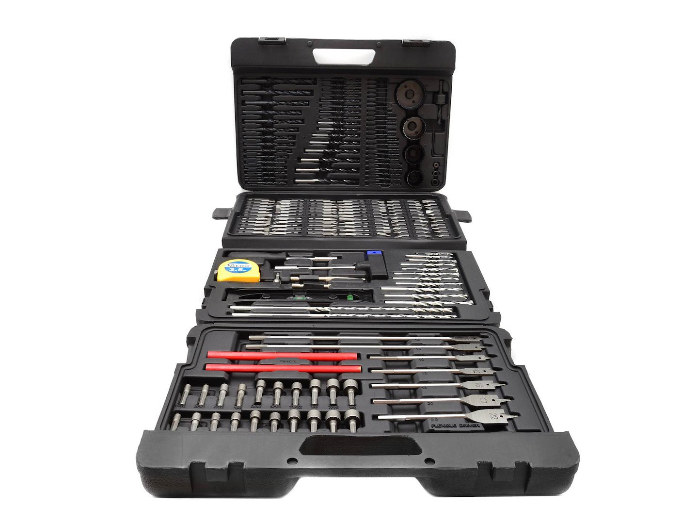 216-piece set of accessories, bits and drills
