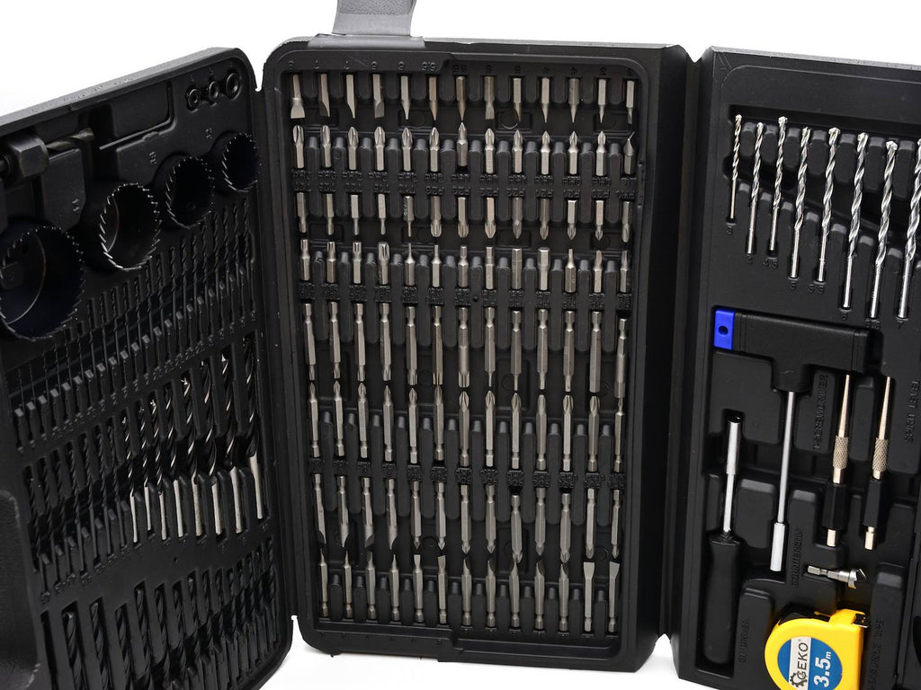 216-piece set of accessories, bits and drills