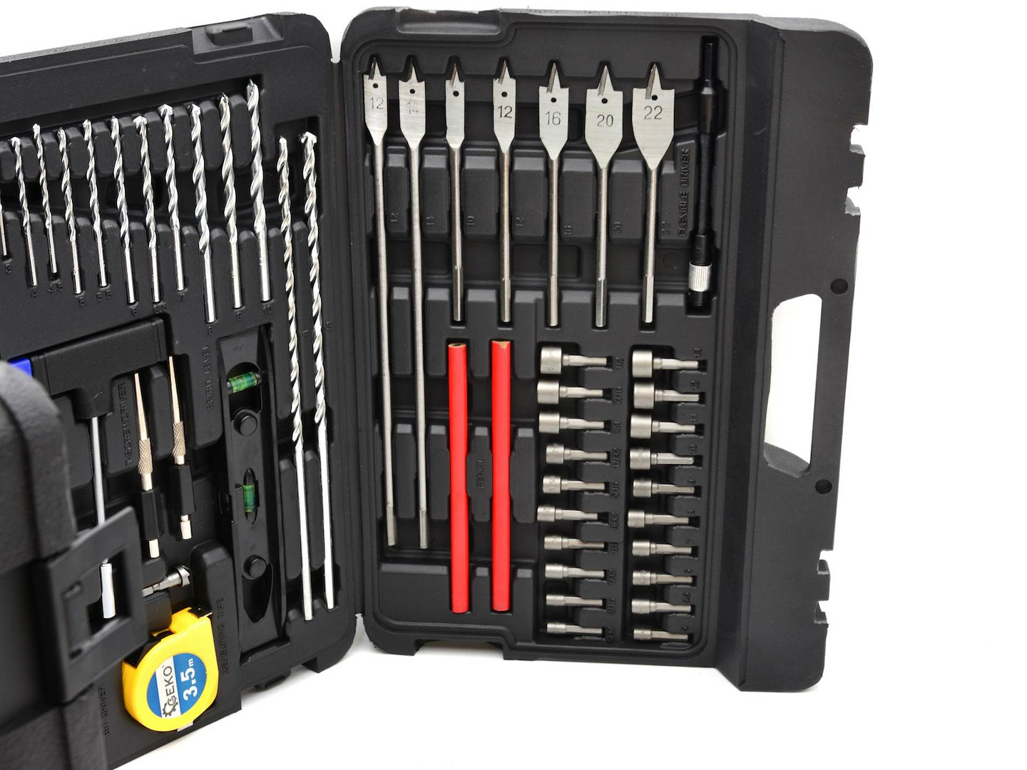 216-piece set of accessories, bits and drills
