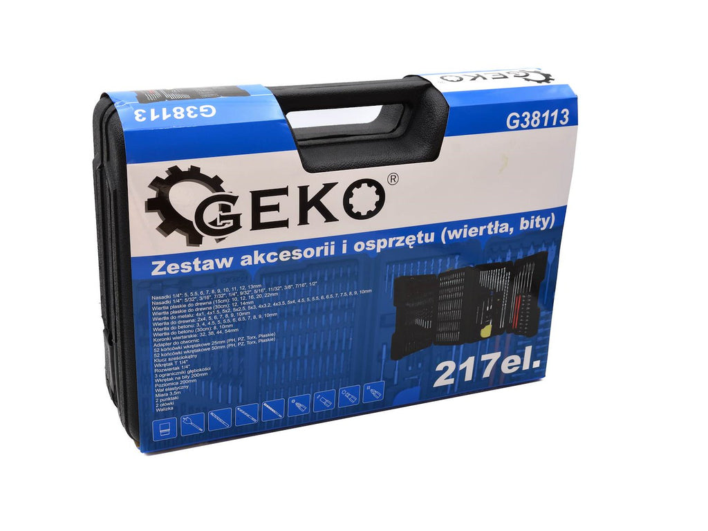 216-piece set of accessories, bits and drills