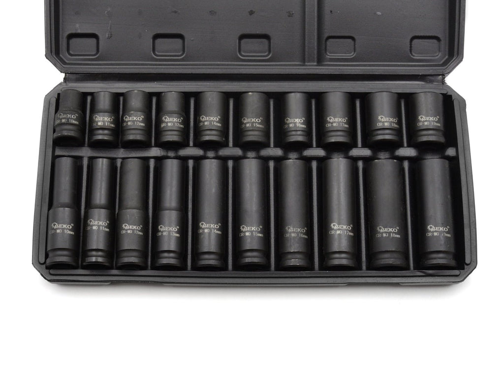 Impact sockets 1/2" 10-19 mm long and short