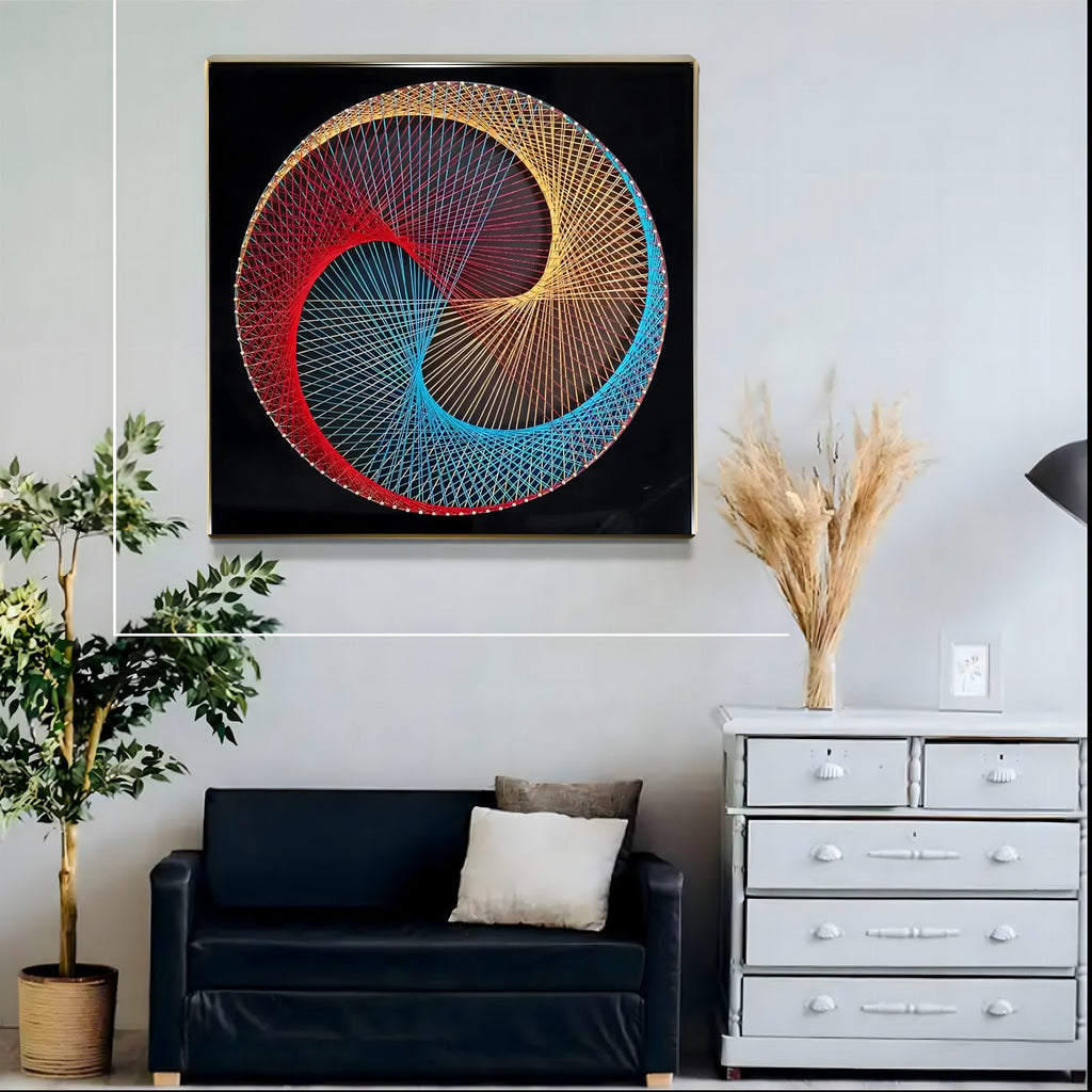 Creative String Art Kit with Frame 30x30 cm