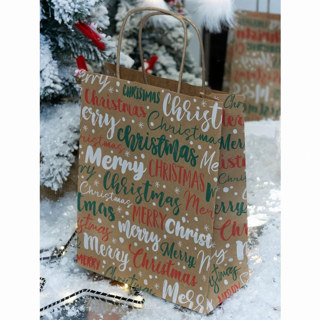 Beige Merry Christmas Gift Bags 25 pcs