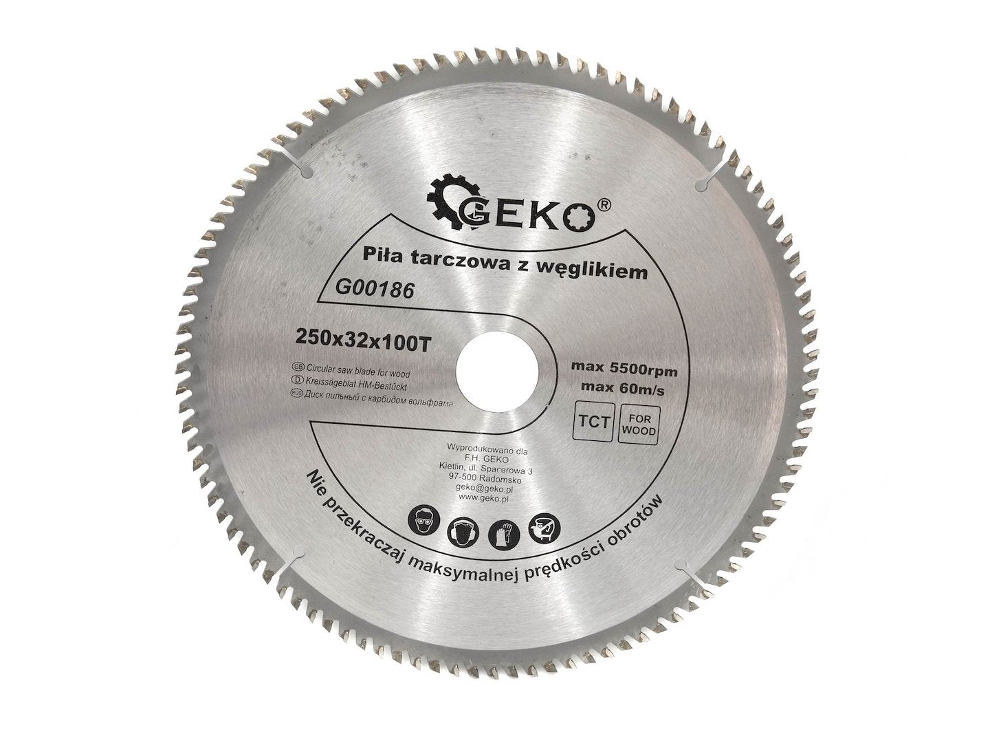 TCT Saw Blade 250x32x100T + Ring 25.4 mm