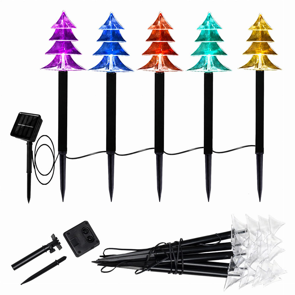 Solar LED Christmas Tree Lights 5 pcs Ground Stakes Decoration