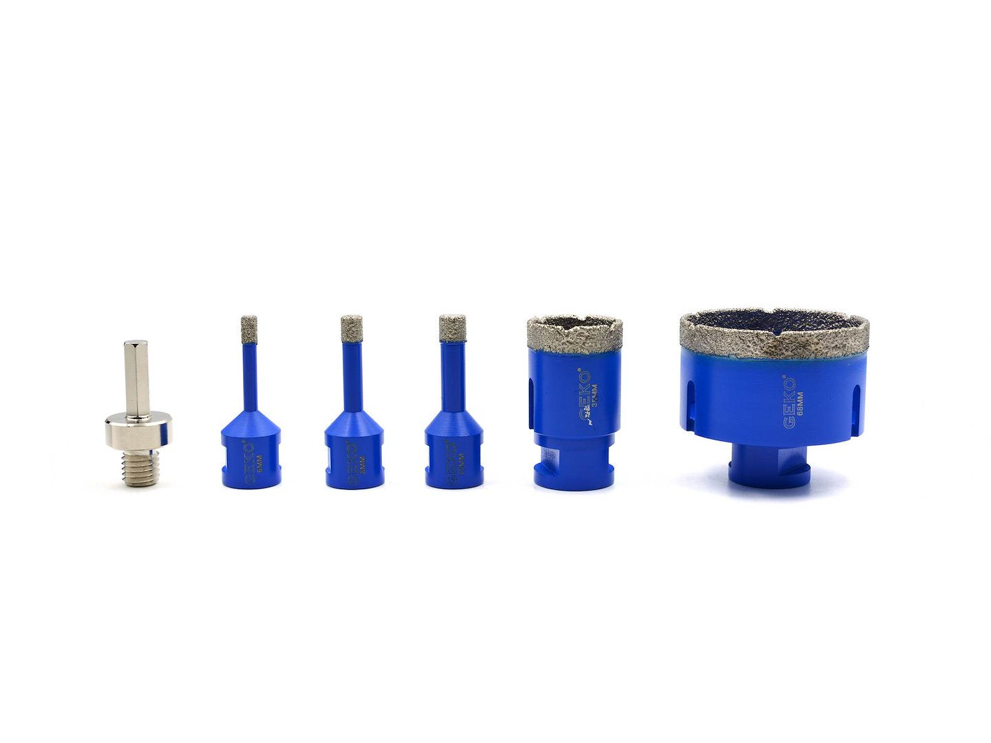 Set of diamond tile hole saws, 6 pcs, 6-68 mm
