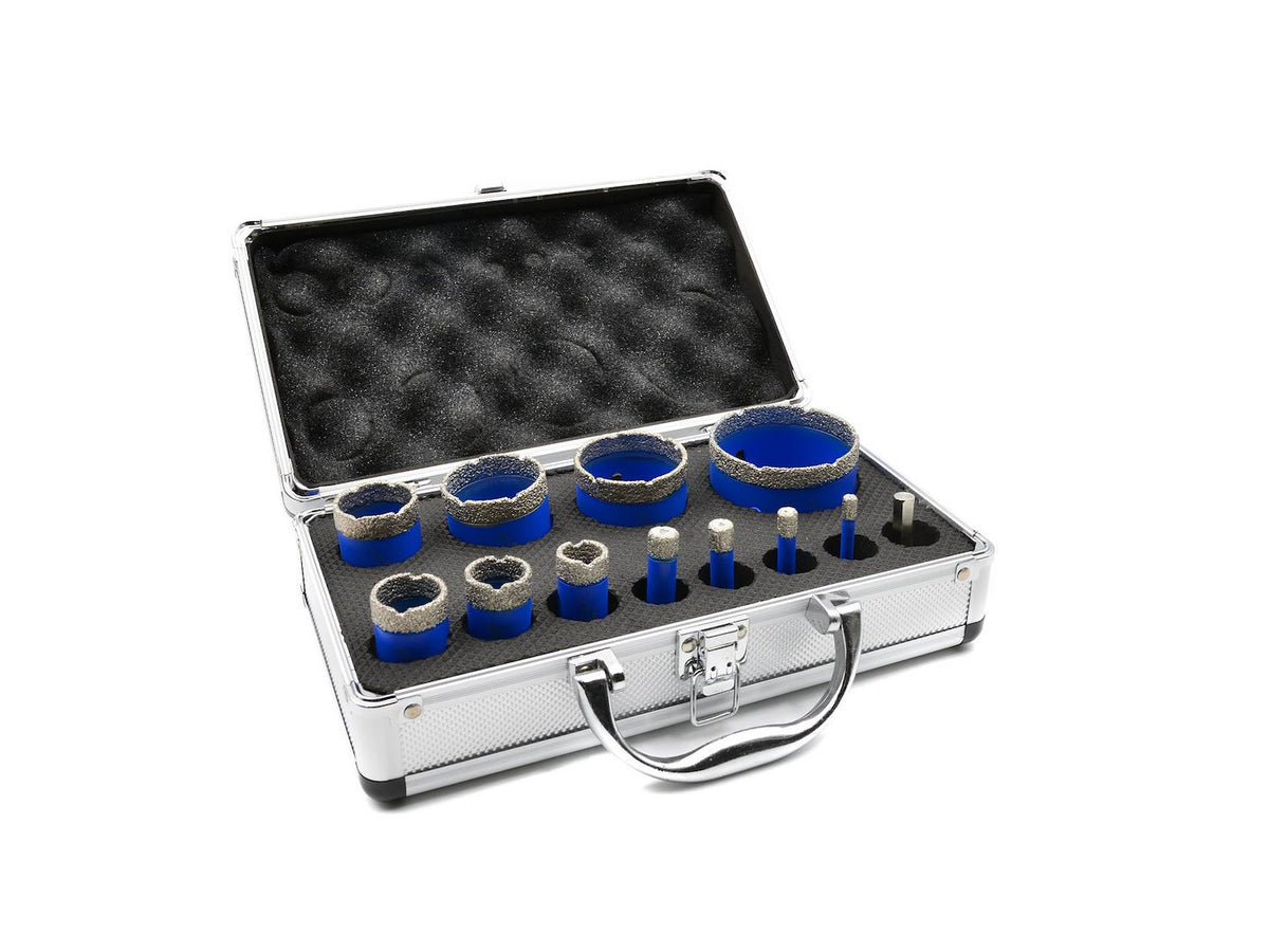 Set of diamond tile hole saws, 12 pcs, 6-68 mm