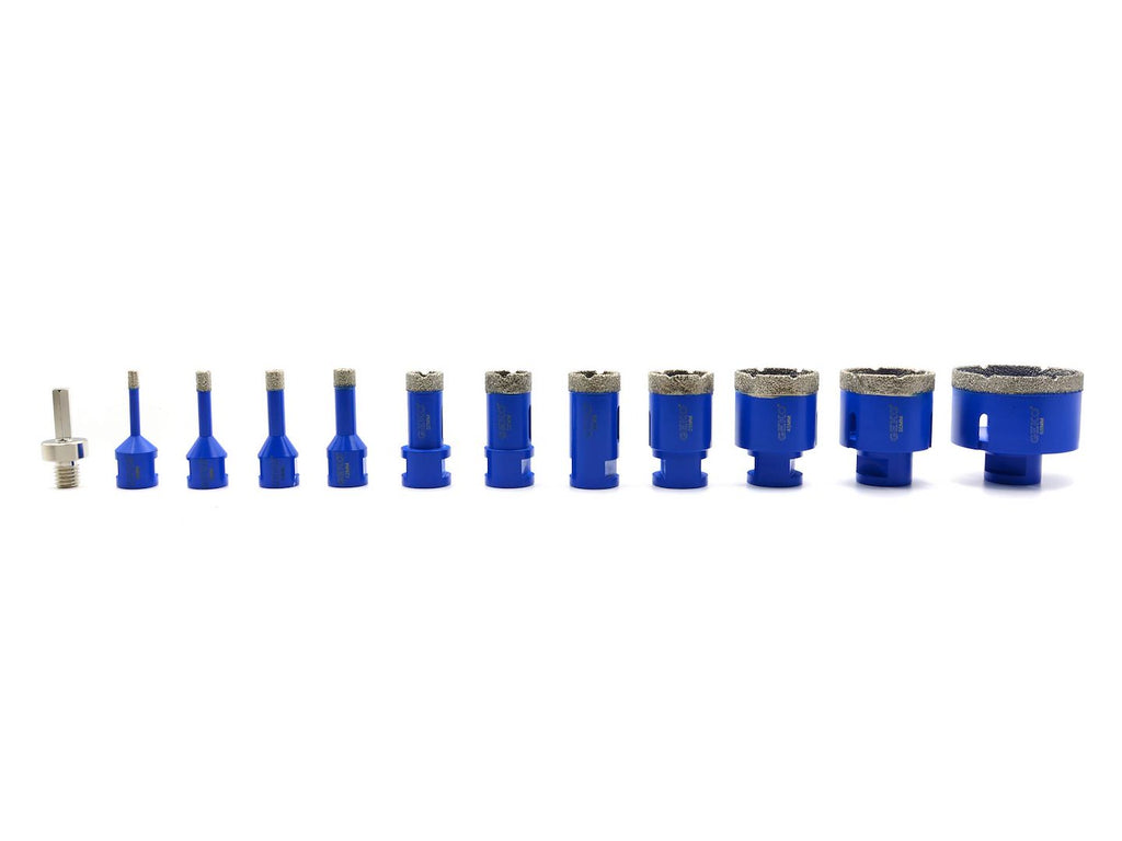 Set of diamond tile hole saws, 12 pcs, 6-68 mm