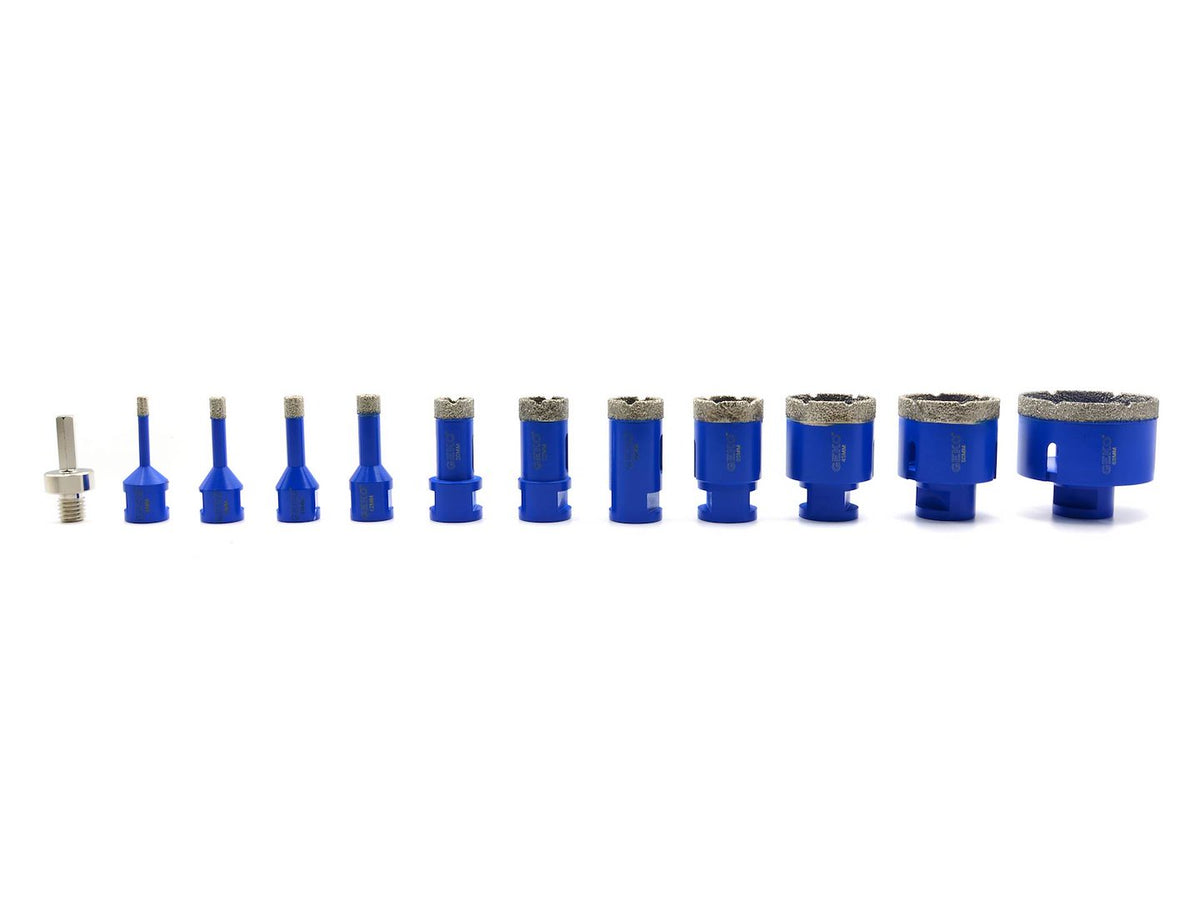 Set of diamond tile hole saws, 12 pcs, 6-68 mm