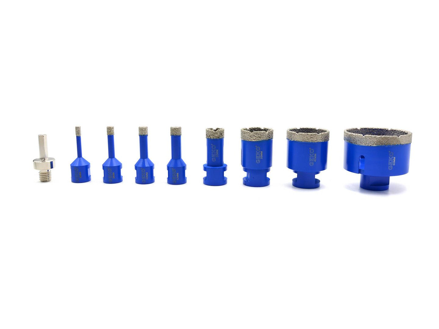 Set of diamond tile hole saws, 9 pcs, 6-68 mm