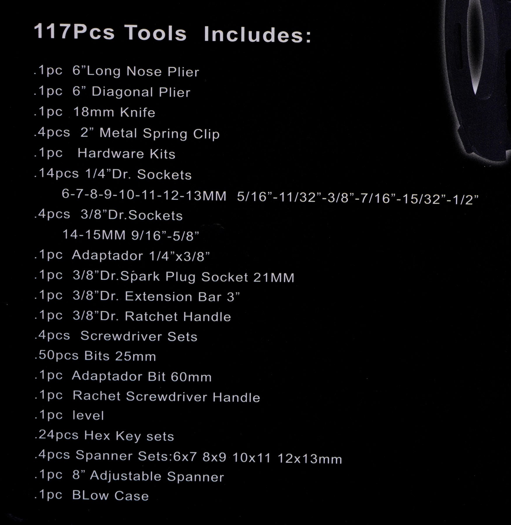 117-piece tool set in a case KD10831