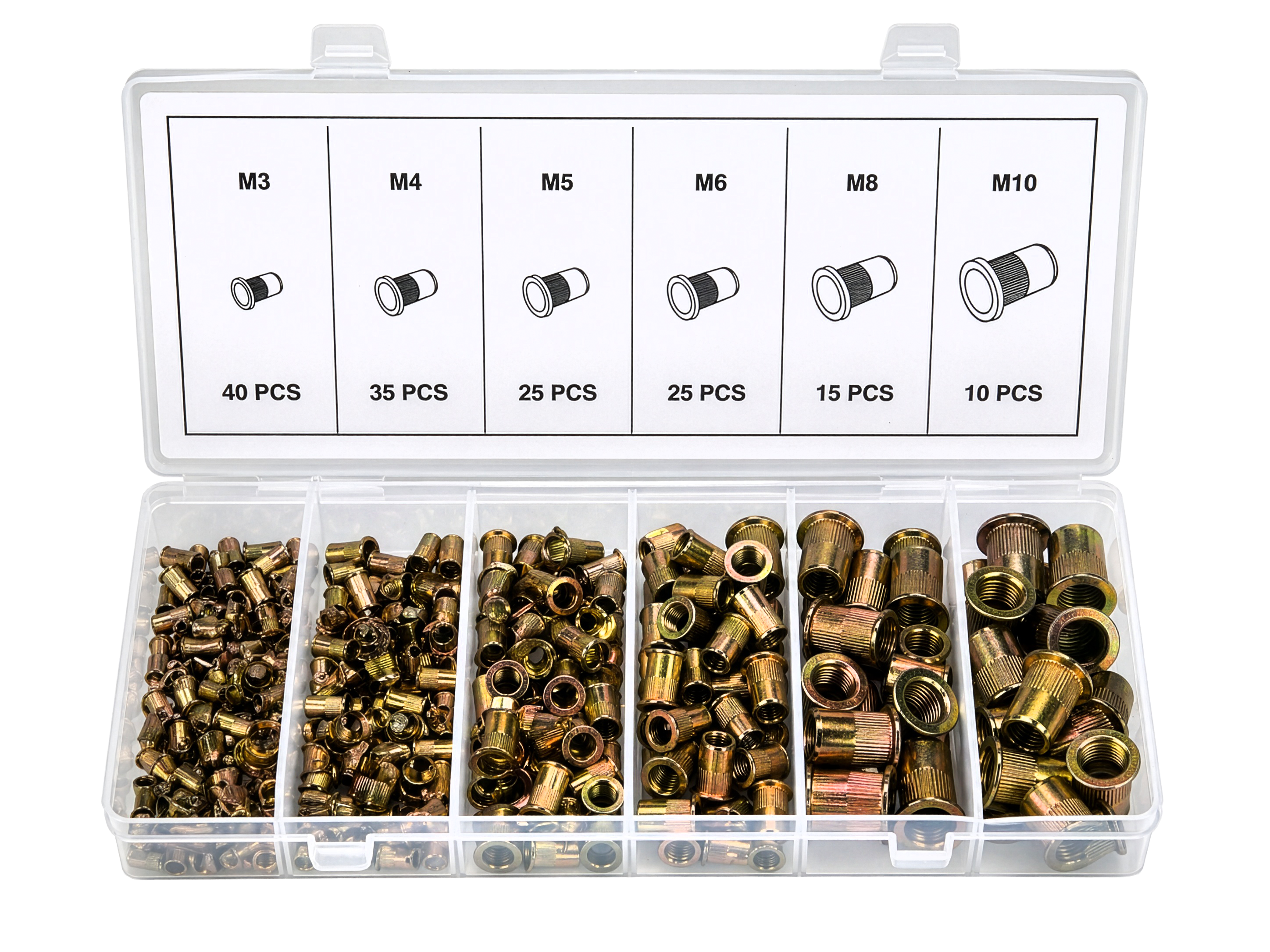 Set of 150 steel rivet nuts KD12676