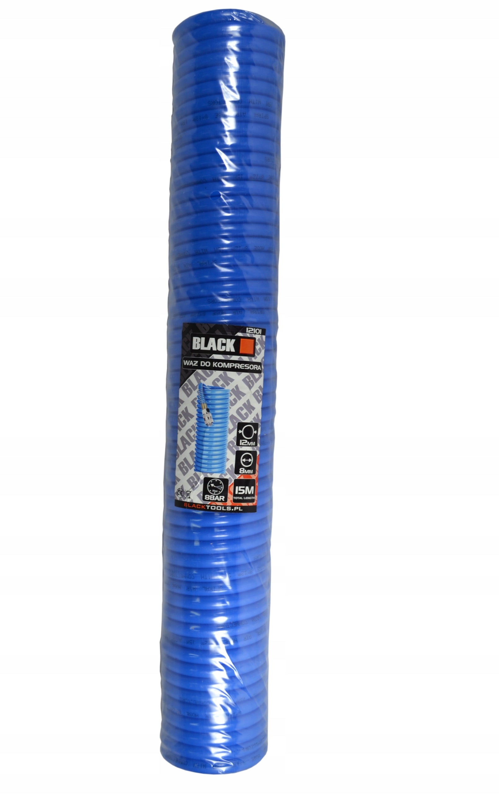Elastne spiraalvoolik kompressorile 15m kiirliitikutega, Black