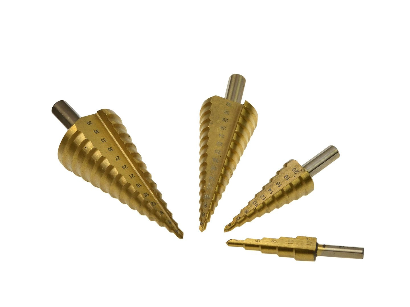 Titanium Step Drill Cone Drill Bits Set (4-12,4-20,4-32,4-39)