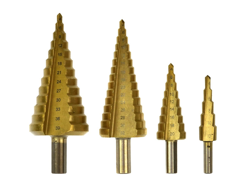 Titanium Step Drill Cone Drill Bits Set (4-12,4-20,4-32,4-39)