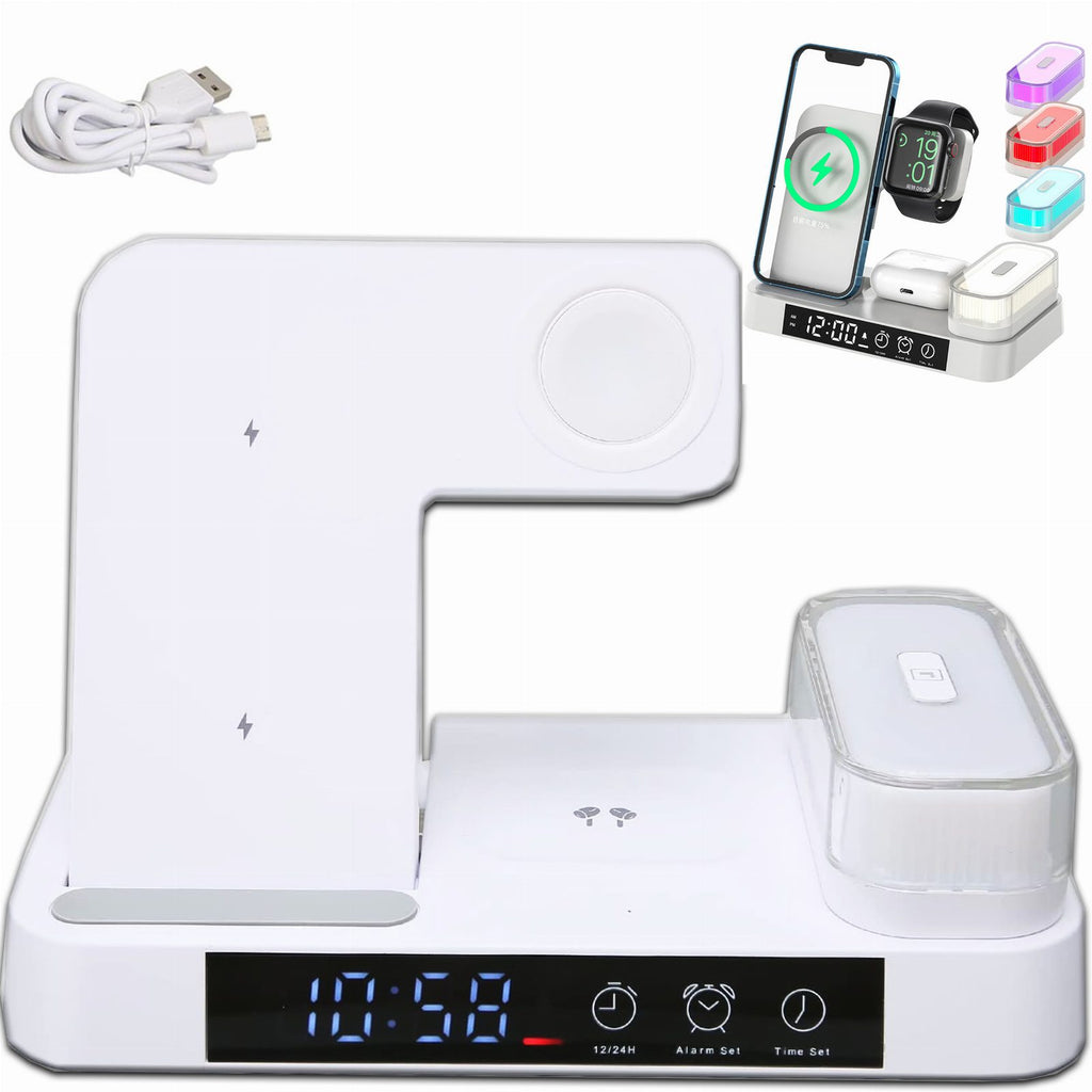 Wireless Charging Station 4-in-1 15W QI with Night Lamp White