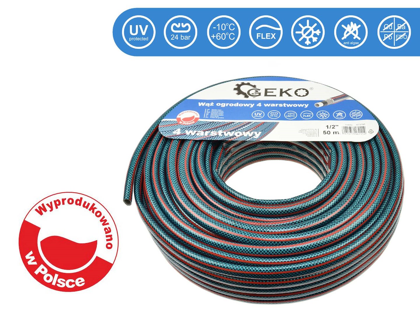 Garden hose, 4-layer, 1/2" 50 m GEKO