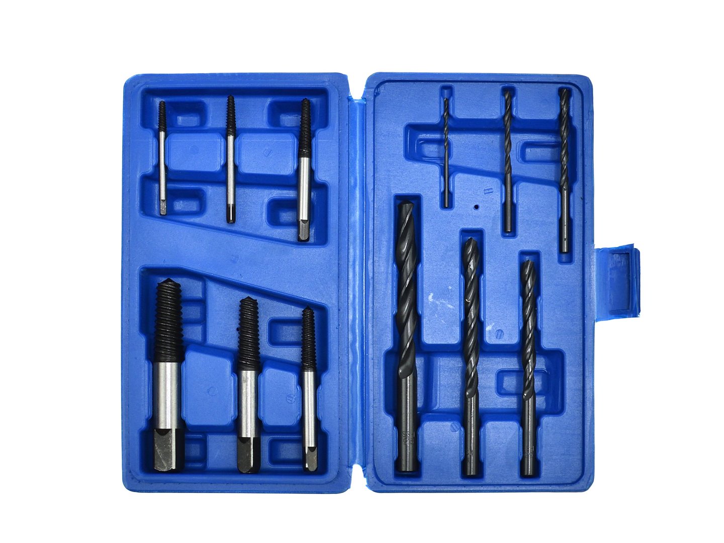 Broken bolt extractors + HSS drills, 12 pcs